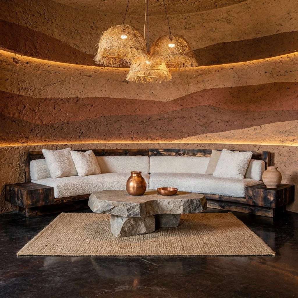 Lean Into Artistry With Rammed Clay, Terracotta, and Charred Timber