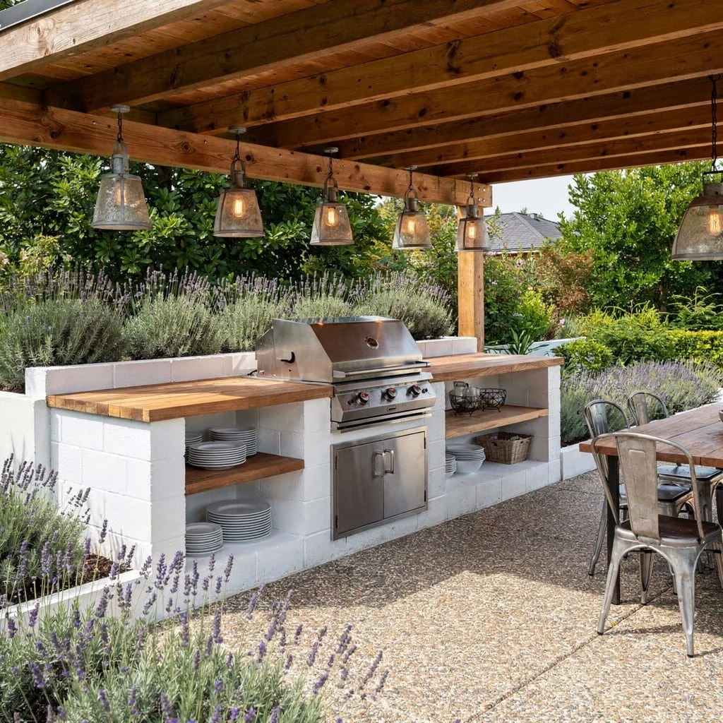 Score Big Style with Concrete Blocks and Teak Tops