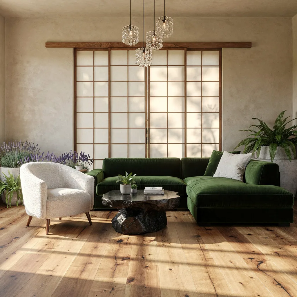 Japandi Spring: Moss Velvet and Rice Paper for Soft Power Zen