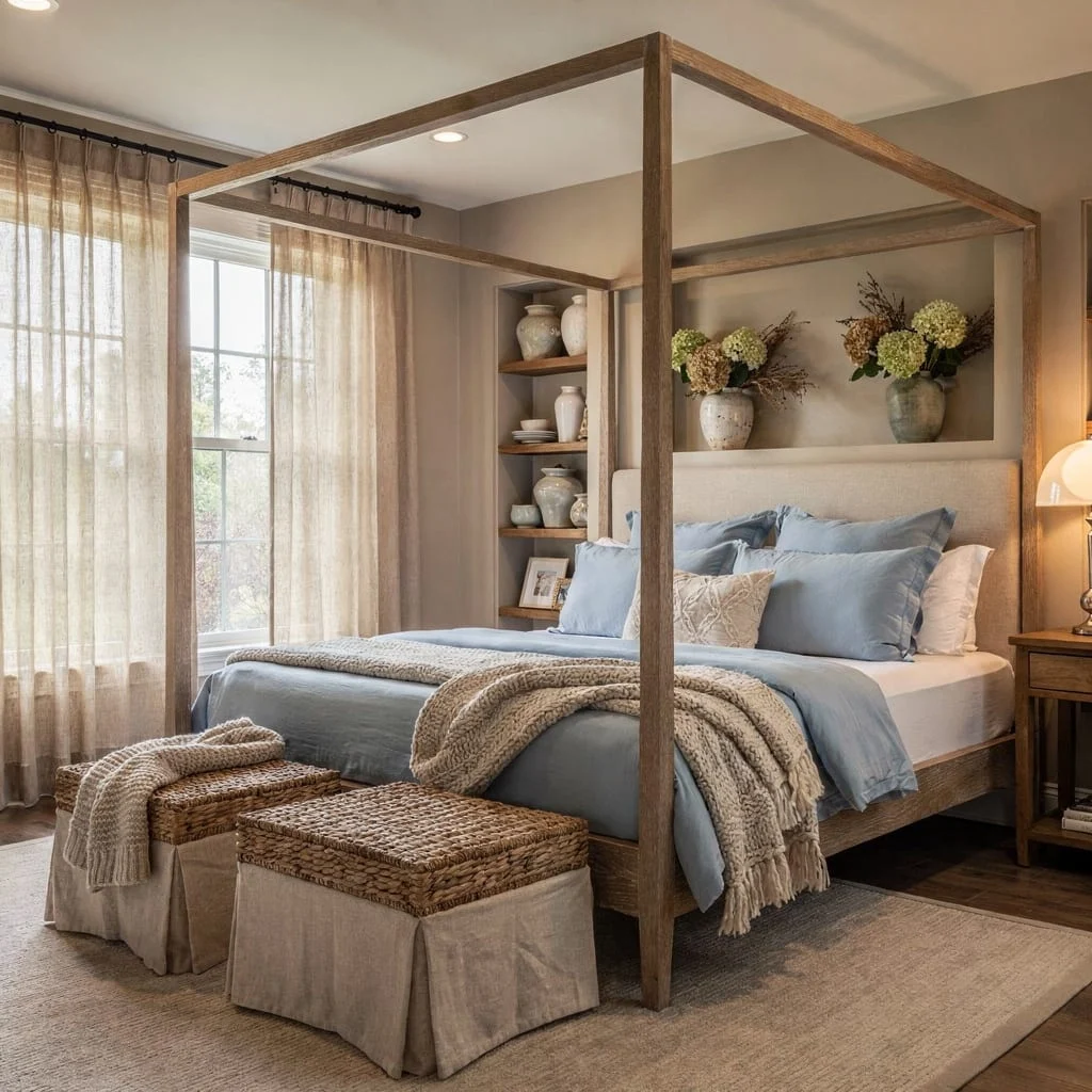 Crush on Taupe, Blue, and Canopy Beds