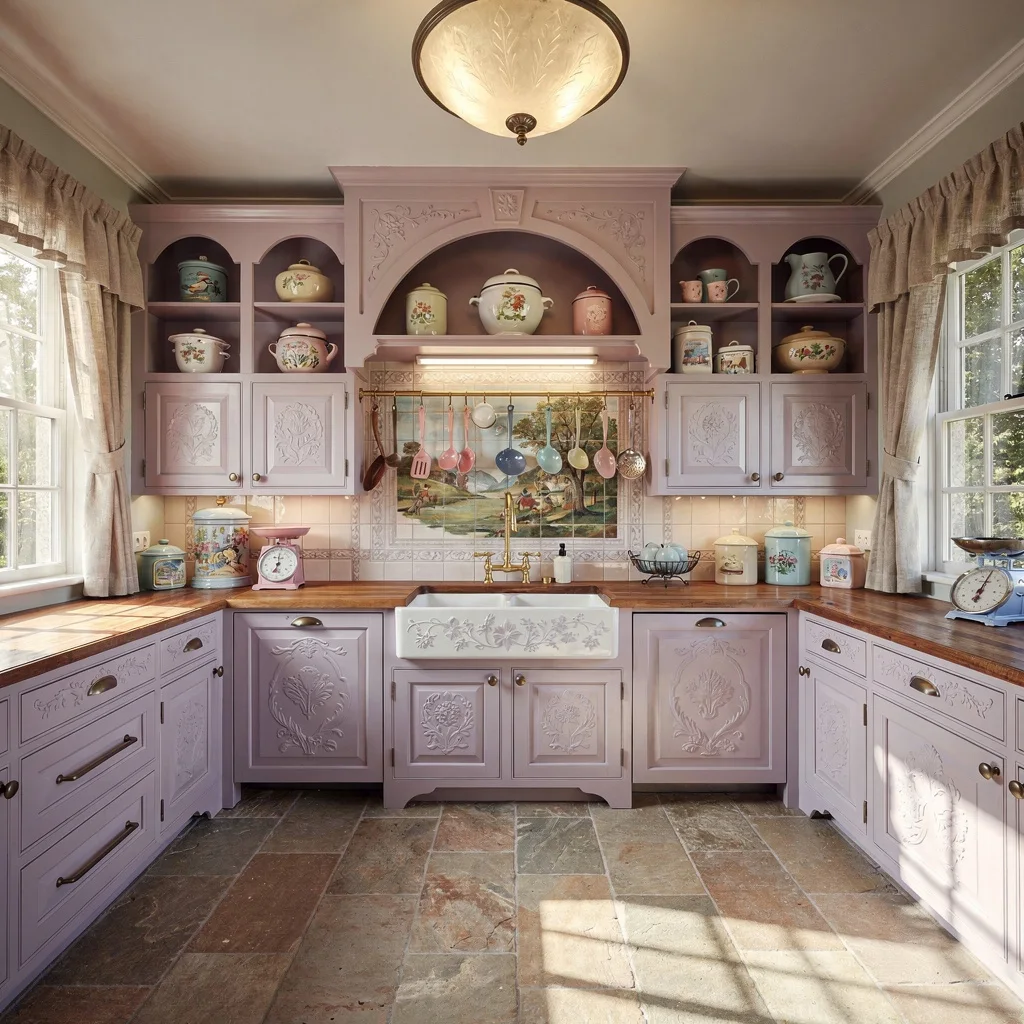 Hand-Stenciled Lavender Drama and a Cherry-Wood Flex