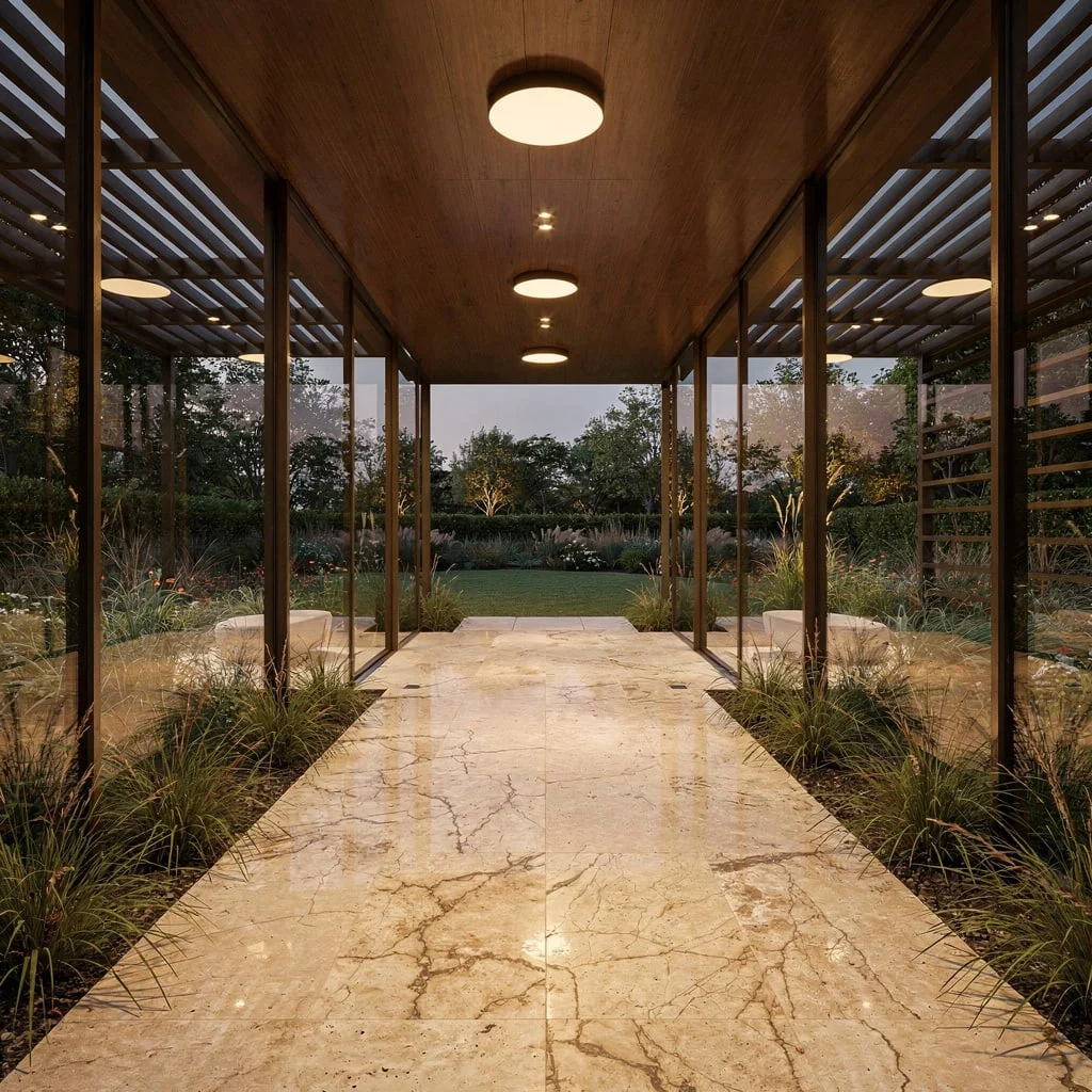 3. Frame the View with Bronze & Louvers