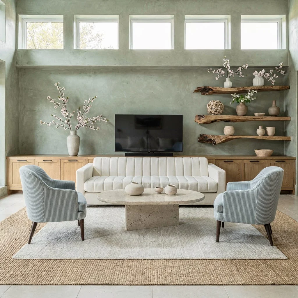 Eucalyptus Walls & Channel Tufting—Your Luxe, Crisp Spring HQ