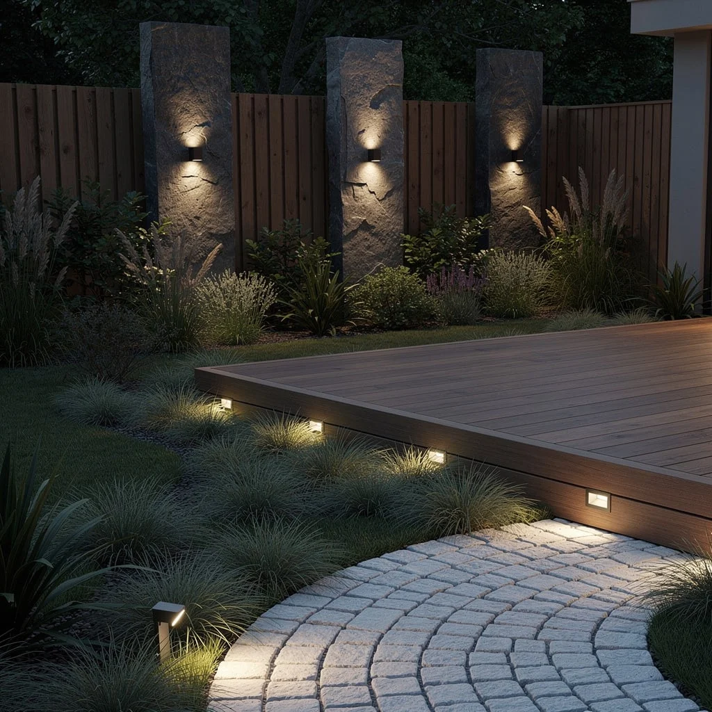Timber Deck + Recessed Uplights: Float Into Chill
