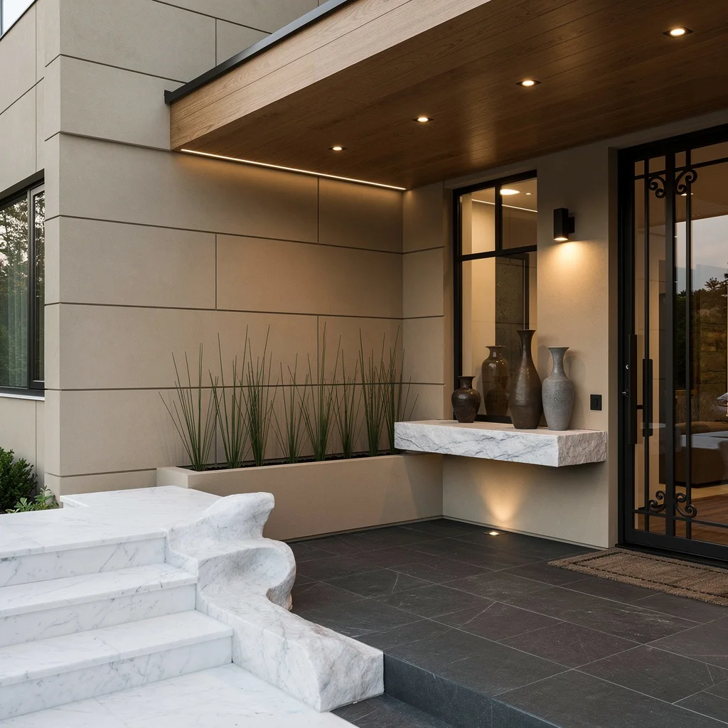 Marble Steps and Sand-Colored Panels—Quiet Luxury, Loud Impact