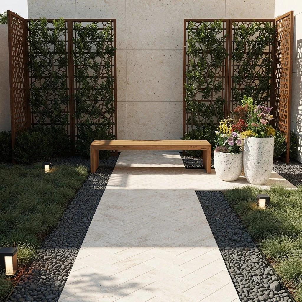 Espalier and Sandstone: Herringbone Paths That Don’t Try Too Hard