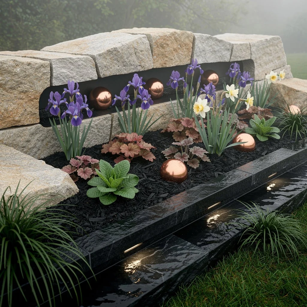 Stone Waves, Ebony Mulch: Add Drama With Copper and Mist