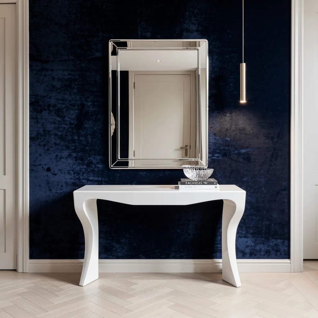 Midnight Blue Velvet and Chrome: Your Entryway’s New Power Move