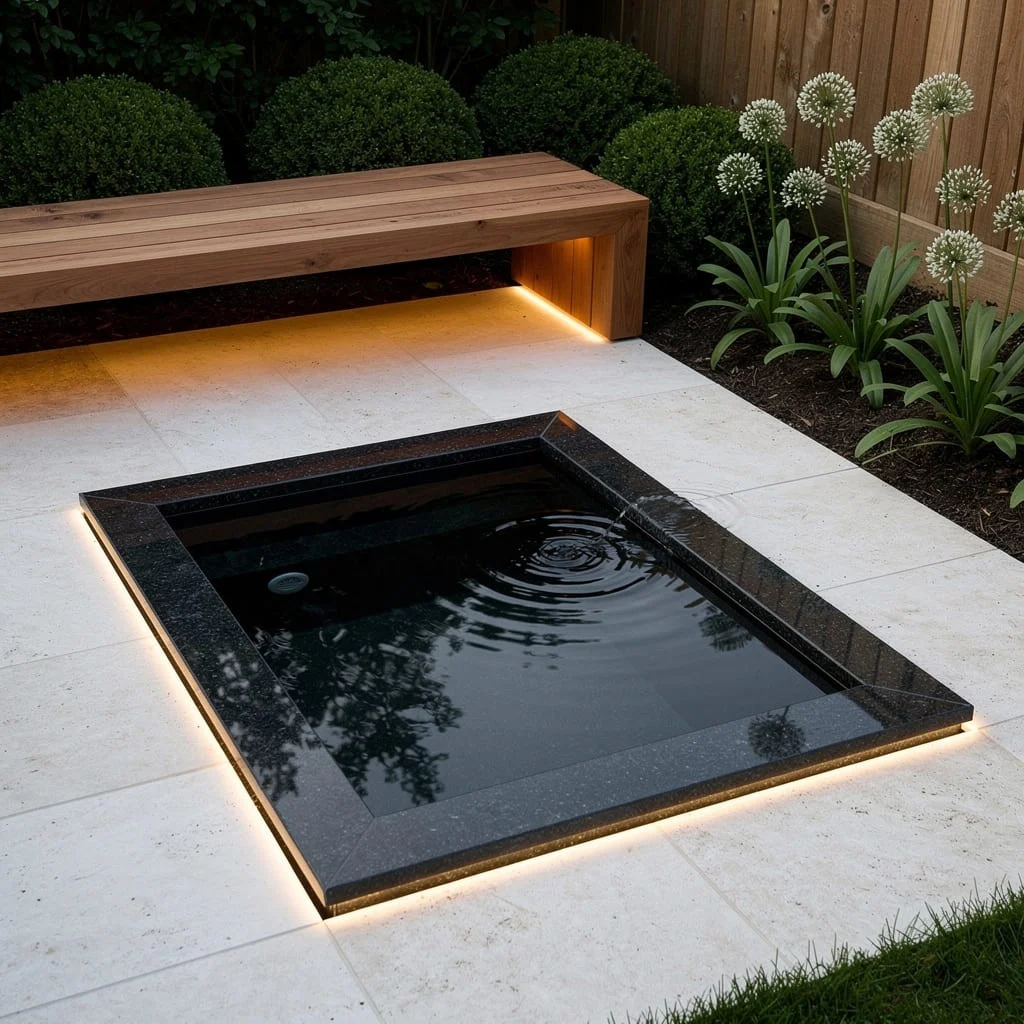 Go Full Minimal with Black Granite Reflecting Pools