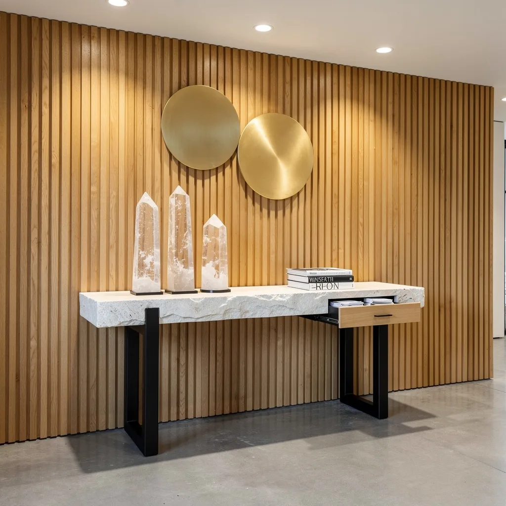 Limestone Legs & Maple Slats: Soften That Industrial Mood