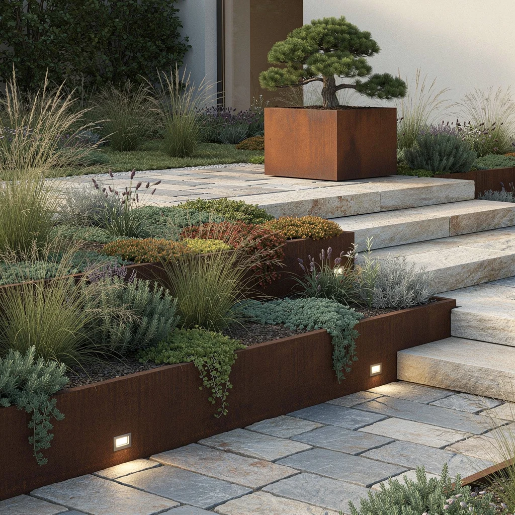 Play With Levels: Terraces, Corten Steel, and Native Greens