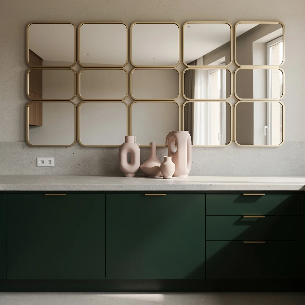 Fake Luxury With a Grid of Gold Mirrors