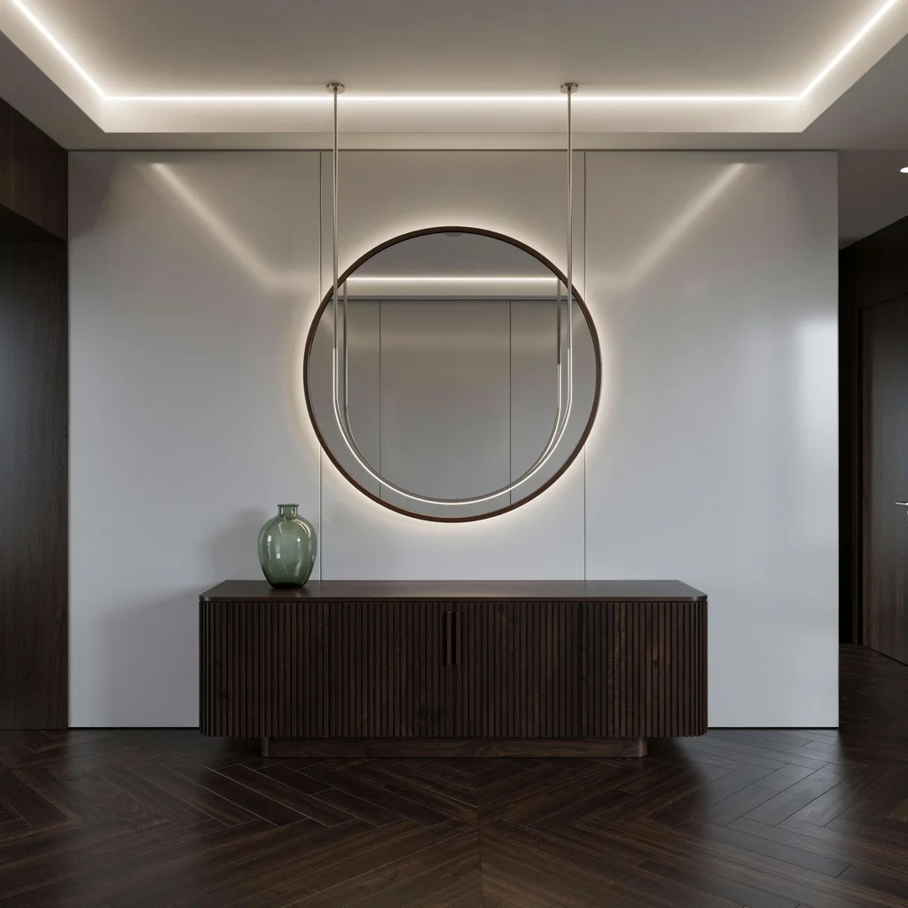 Suspended Circular Mirror—Floating Drama for Fancy Foyers