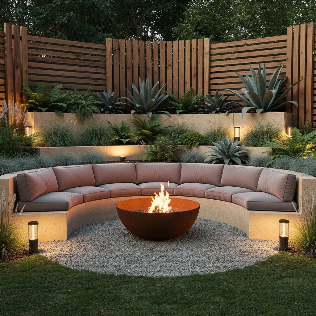 Circle Up: Sculptural Fire, Bold Benches, and Moody Light