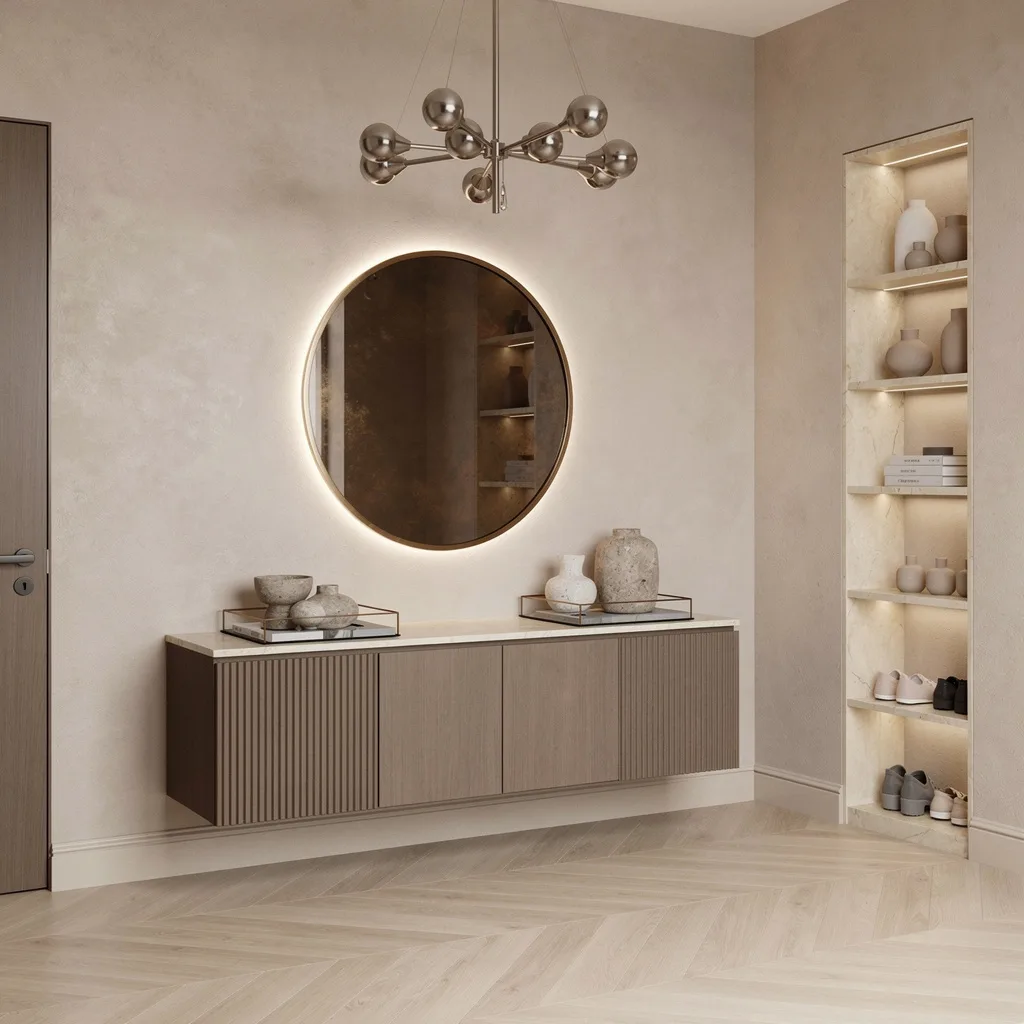 Yes to Chevron: Fluted Wood + Marble (Actual Adulting)