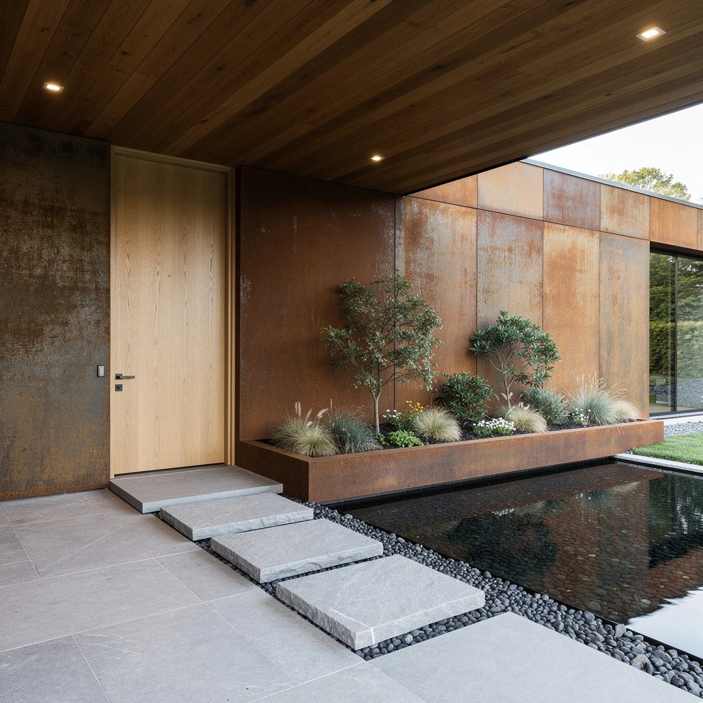 Corten Steel and Reflecting Pools—Zen Meets Boss Energy