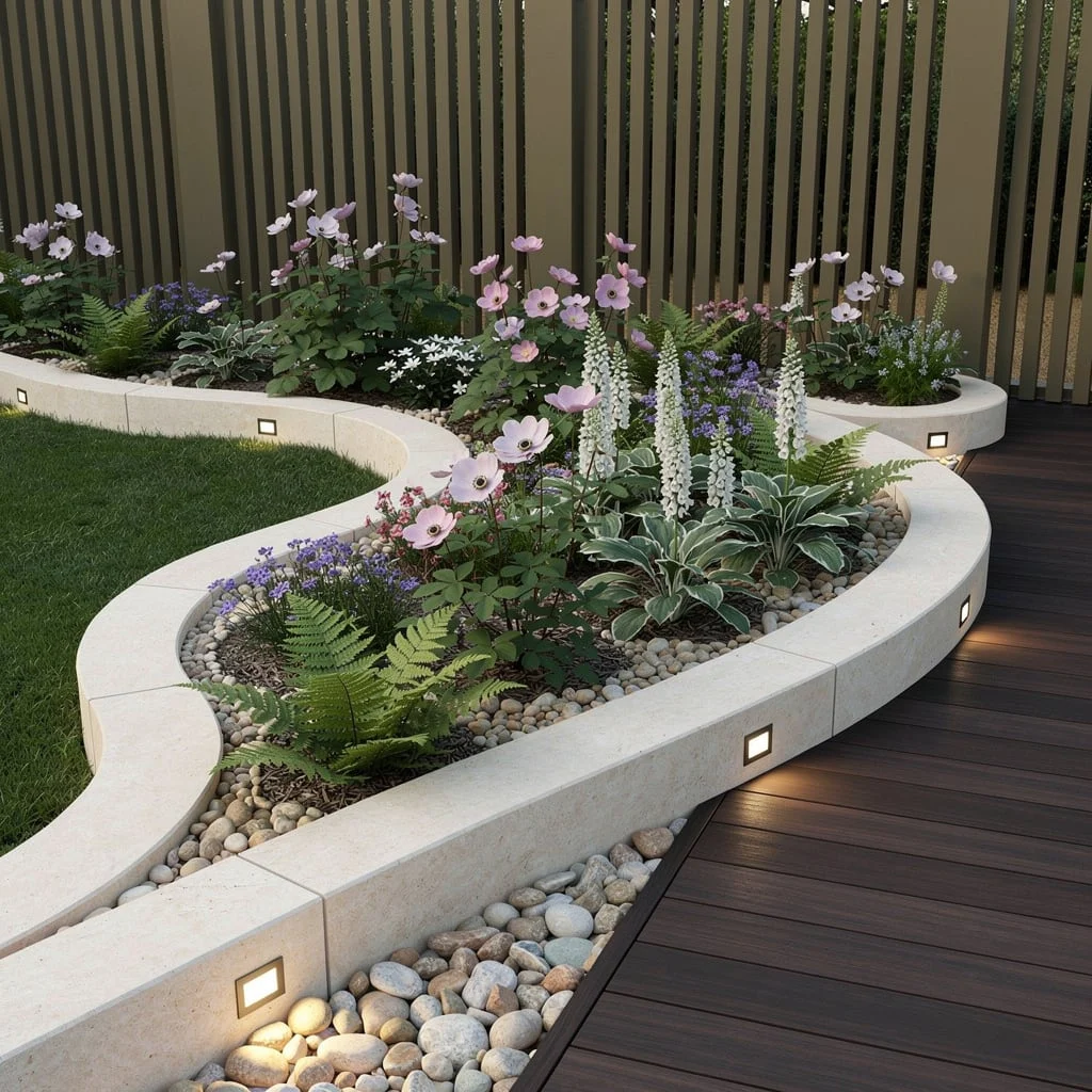 Curve Appeal: Sandstone Borders And Shady Blooms
