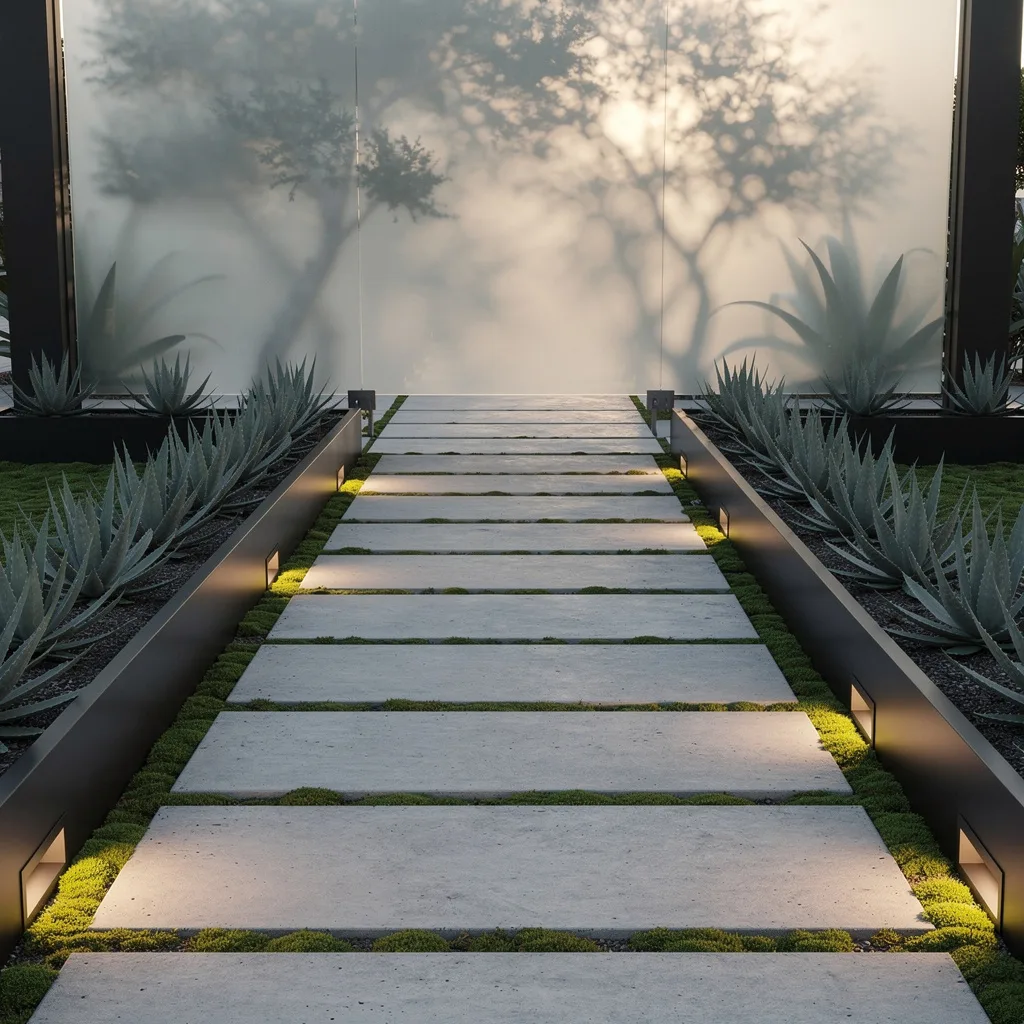 Ultra-Modern Concrete: Moss, Agave, and Sandblasted Glass