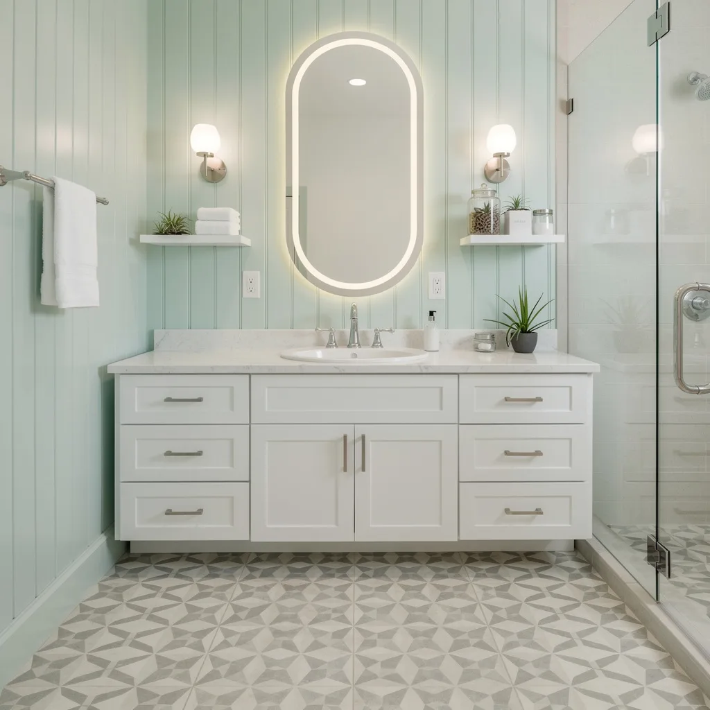 Mint Paneling and Faux Marble: Cool, Clean, Actually Attainable