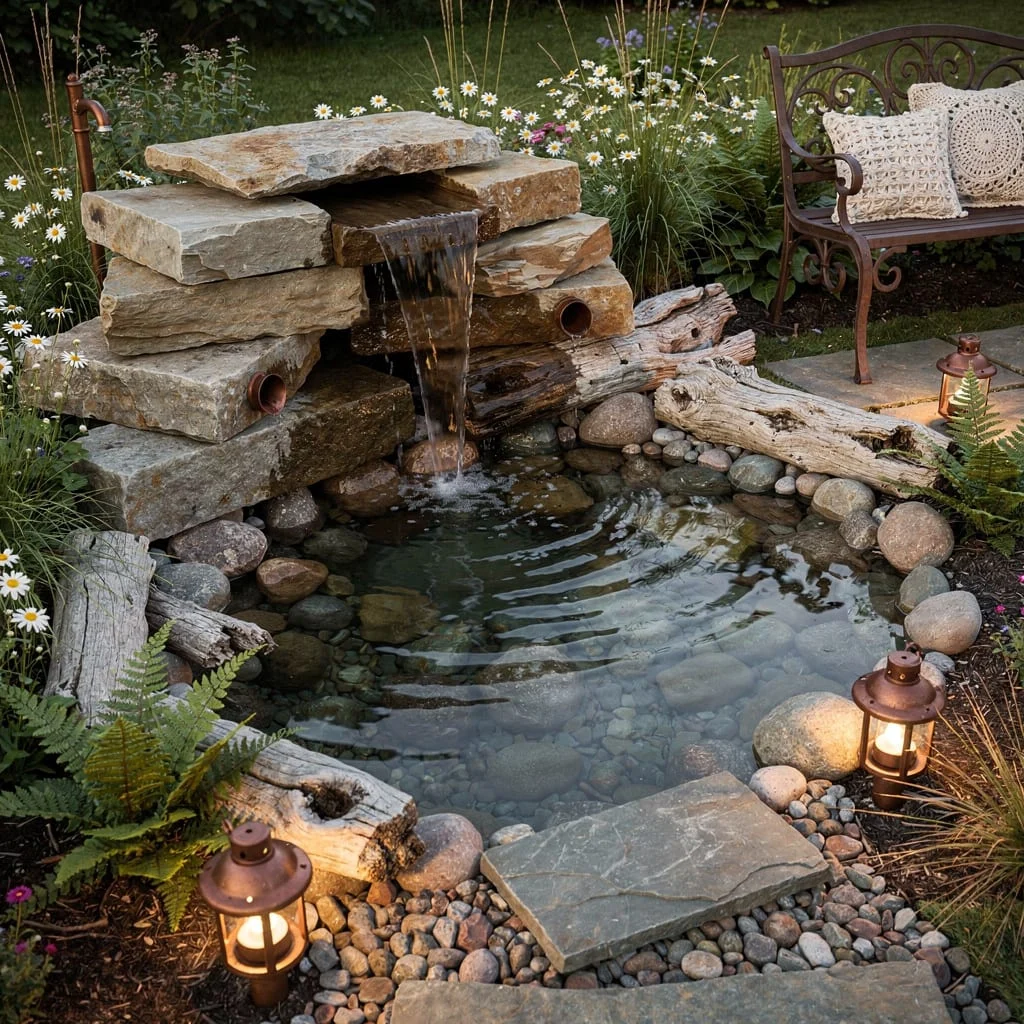 Go All-In on a Stacked Limestone Water Feature—Call It the Garden’s Catwalk