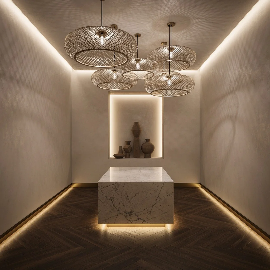 Mesh Pendants and Patterned Shadows—Entry Gallery Goals