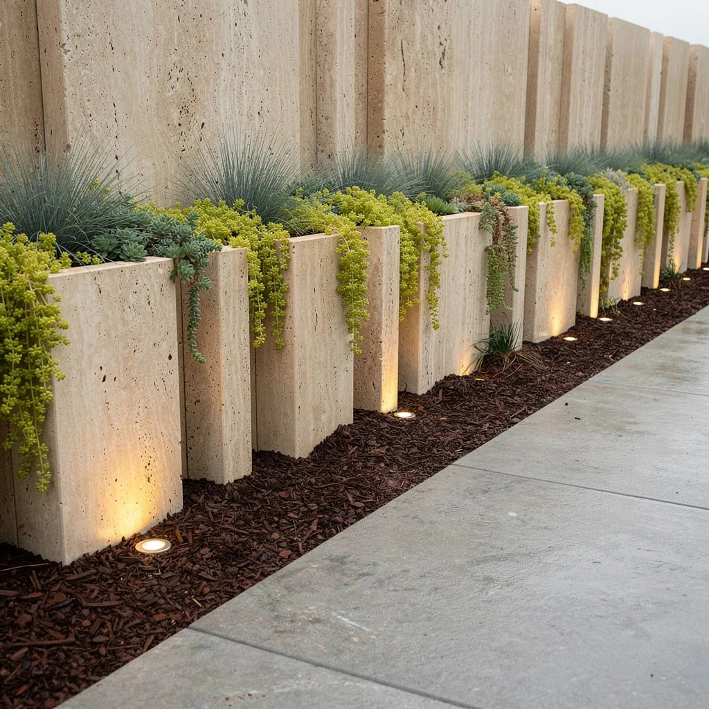 Travertine Chic: Stagger, Plant, Repeat—No Boring Allowed