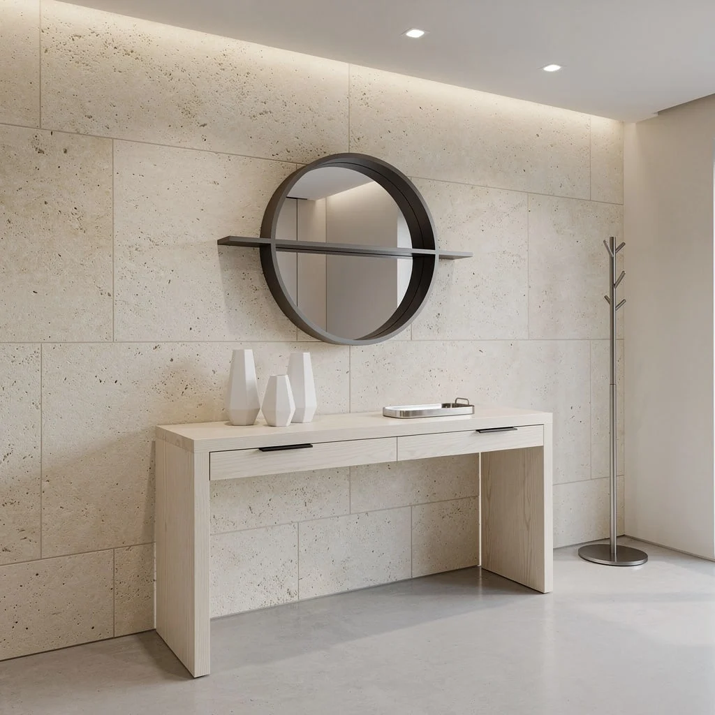 White Oak Waterfall & Limestone: Make Minimalism Look Pricey