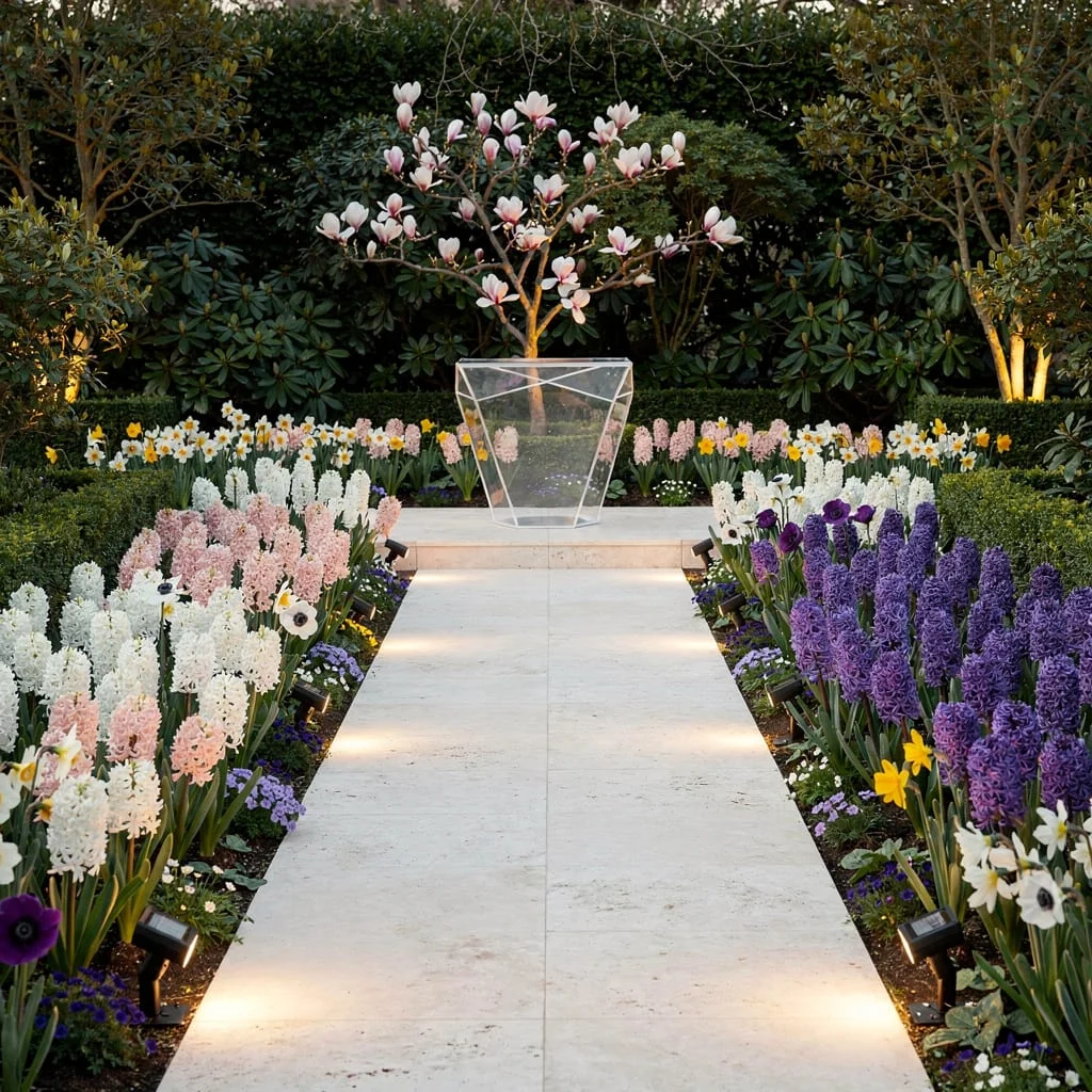 Own the Aisle With Gradient Bulb Beds and a Transparent Altar