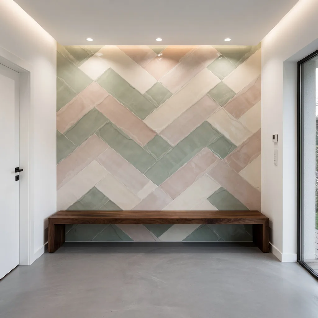 6. Art Wall on Steroids: Hand-Painted Ceramic Chevron