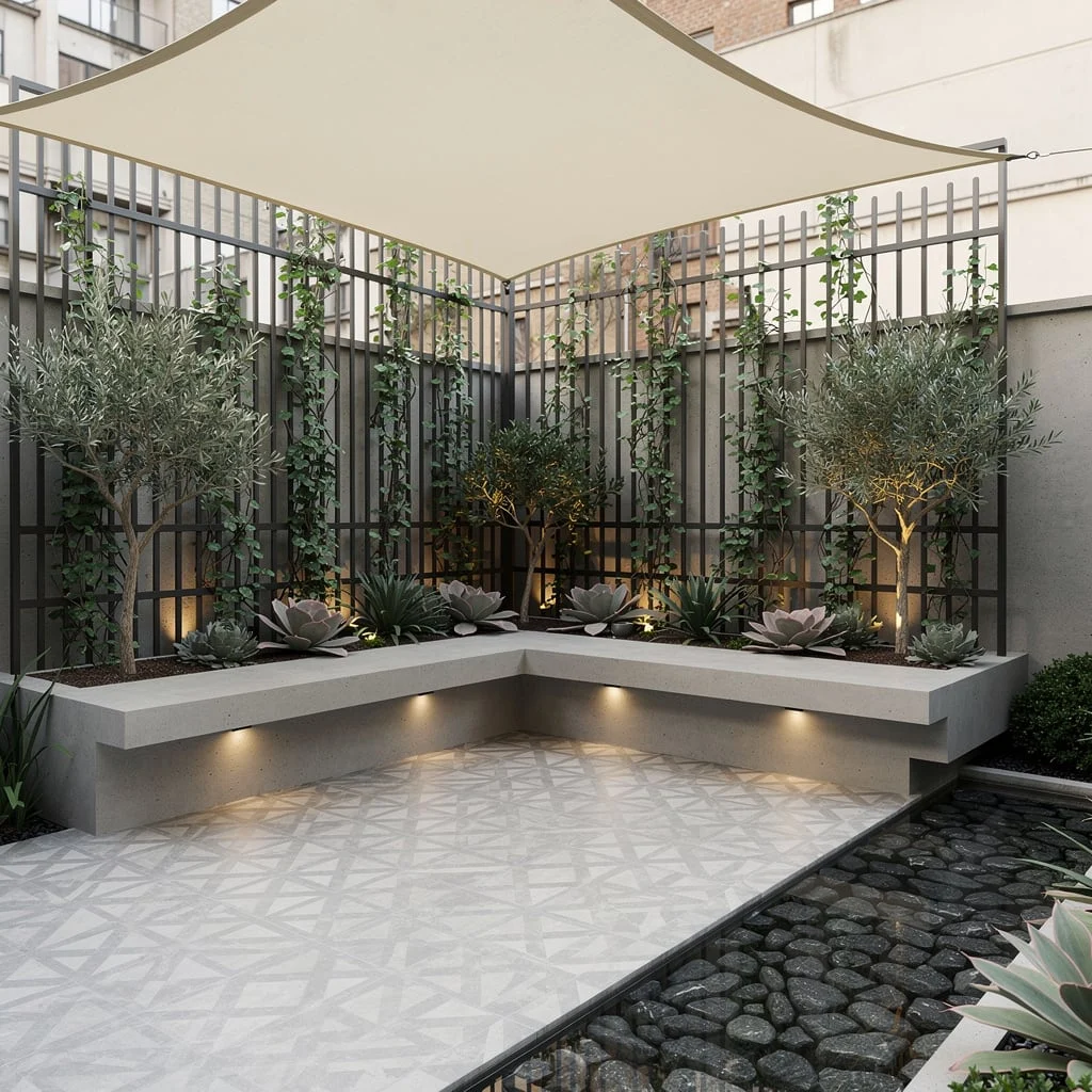 Fake Space Like a Boss with Geometric Pavers and Living Walls