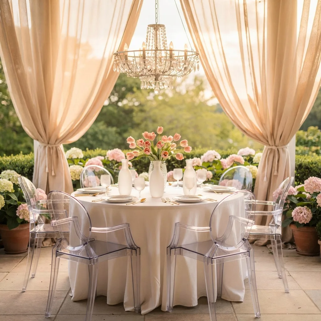 Host an Intimate Veranda Dinner Under a Modern Crystal Chandelier