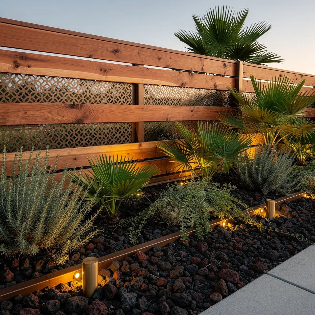 Glam Up: Eucalyptus, Bronze Screens, and Lava Rock Swag