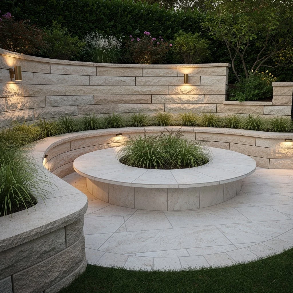 Curved Limestone Walls: Soft Edges, Strong Privacy