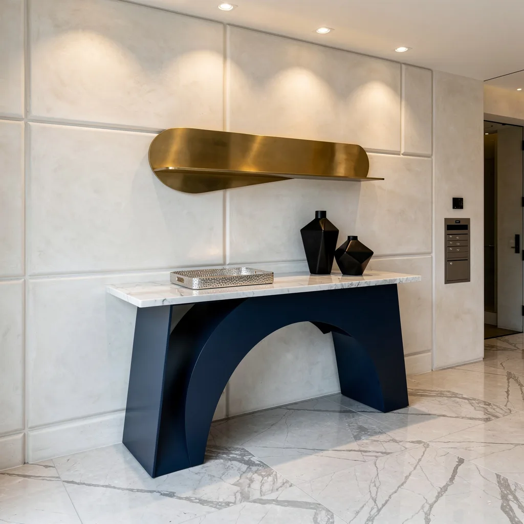 Midnight Blue Steel & Marble: The Grand Entrance You Deserve