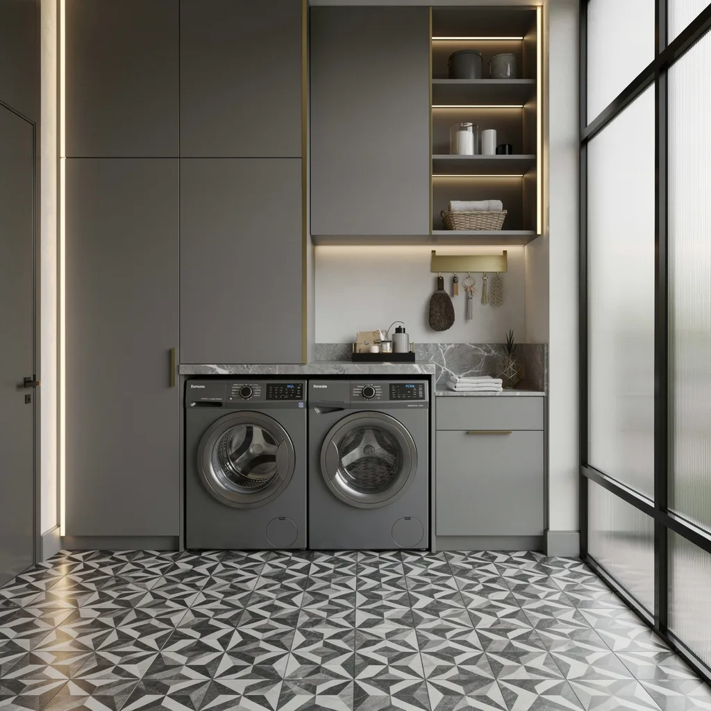 Pattern Power: Geometric Tile, Matte Gray, Shelf Game Strong