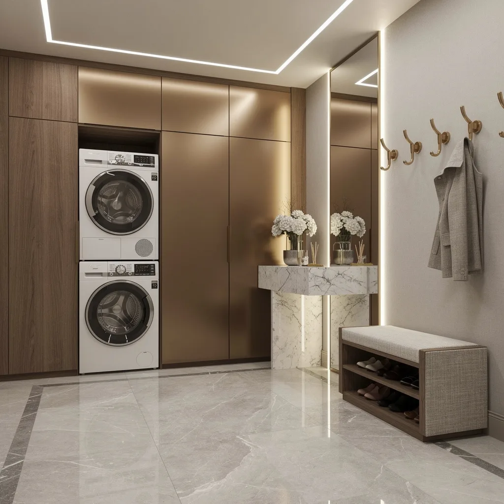 Go Luxe or Go Home: Polished Porcelain, Walnut, and Hidden Laundry