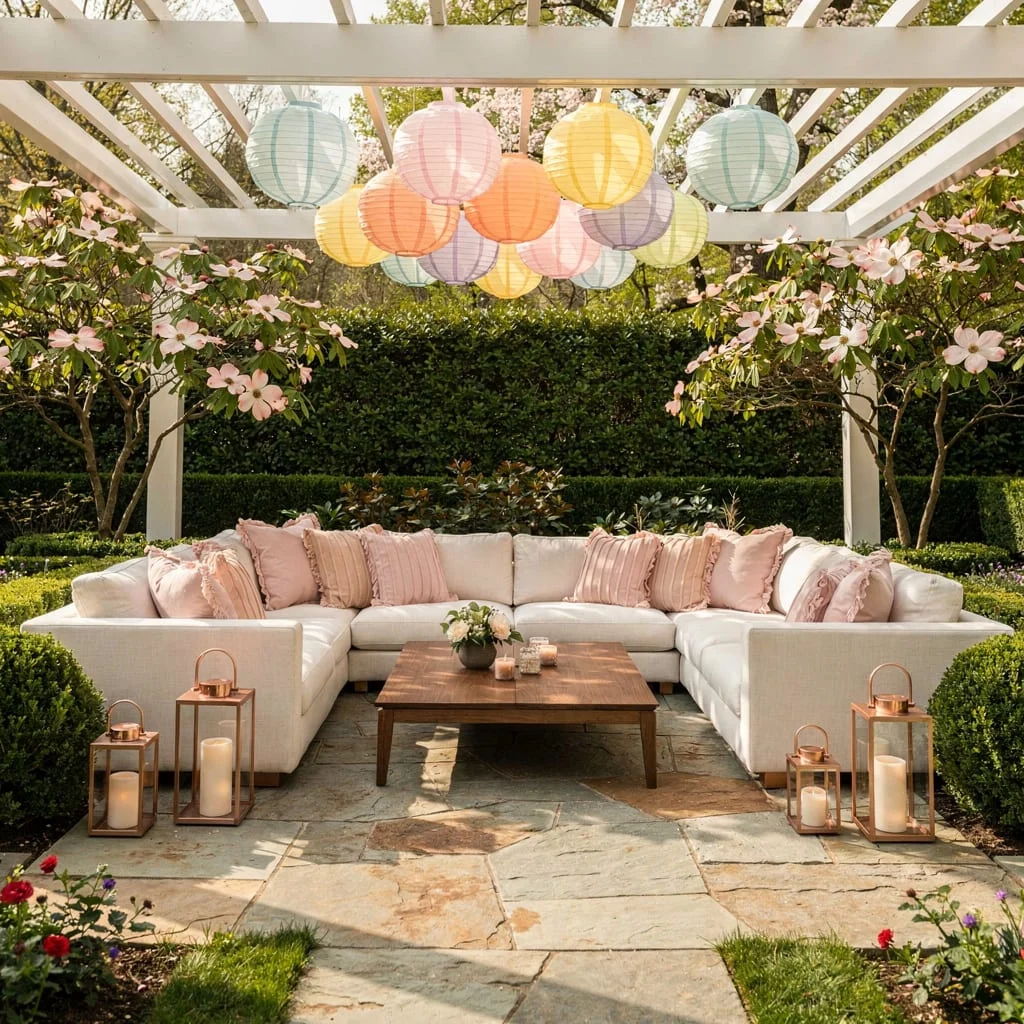 Lounge Like a Queen With Modular Sofas Under Floating Lanterns