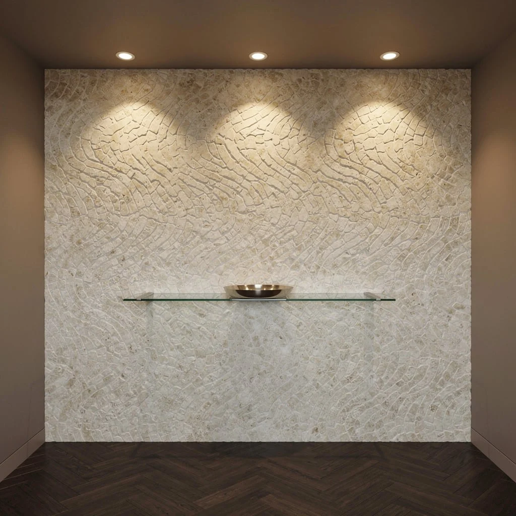 2. Get Wavy with Creamy Stone Mosaic