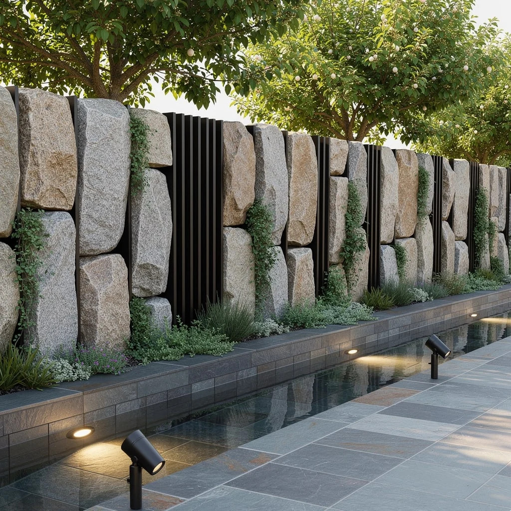 Boulders and Black Slats: Luxurious Organic Fusion