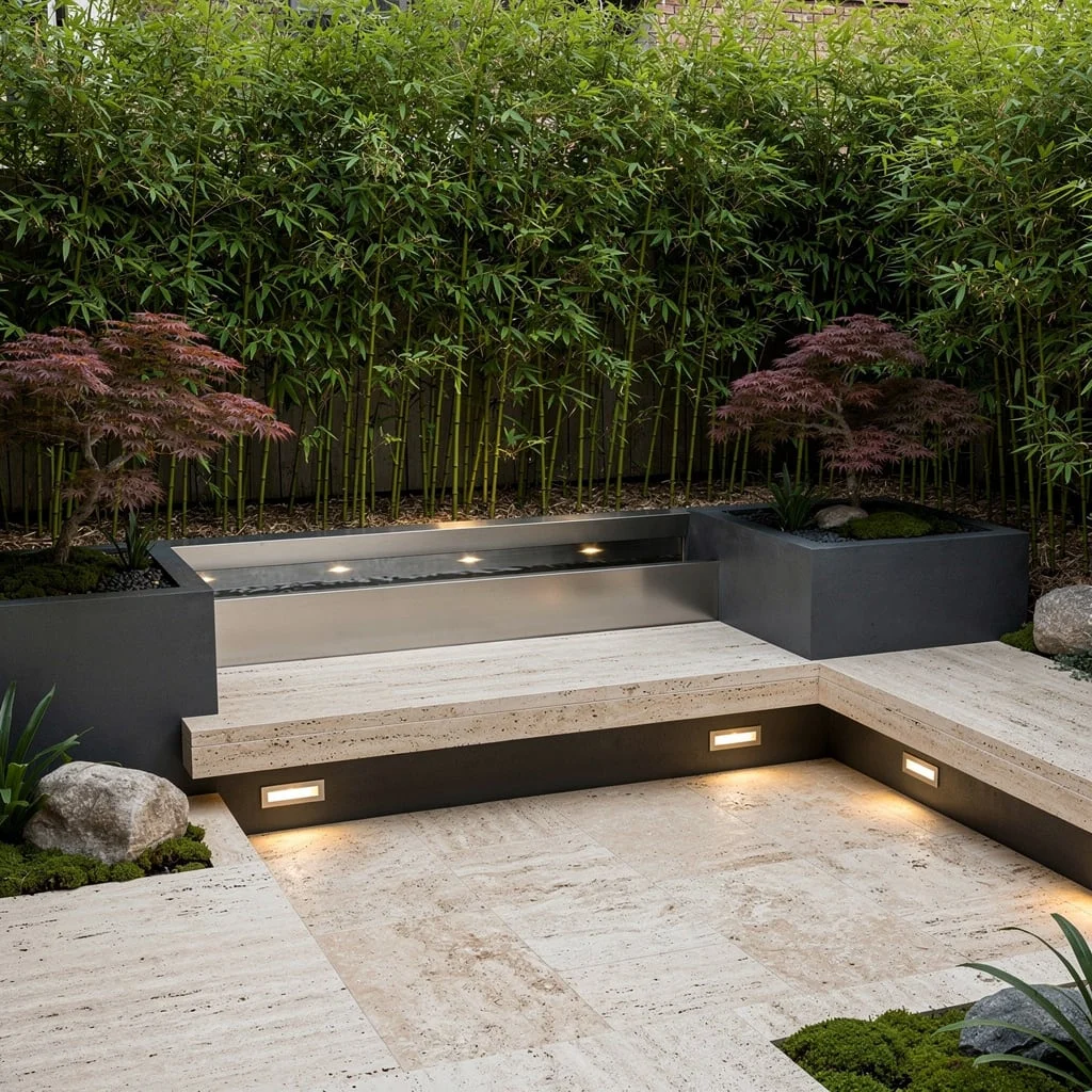 Go Sunken and Sleek: Travertine Courts and Bamboo Zen