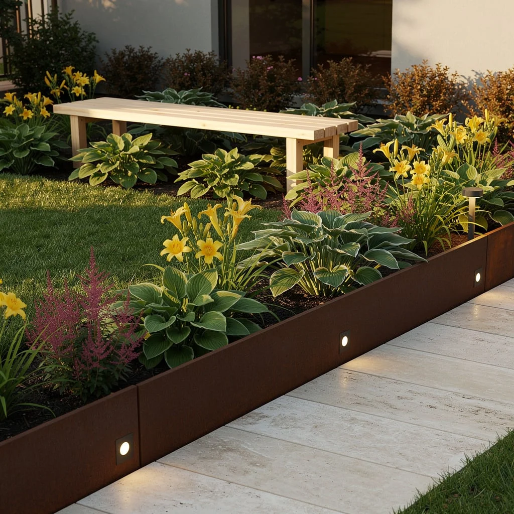Rustic Edge, Designer Layer: Corten Steel Meets Cool Greens