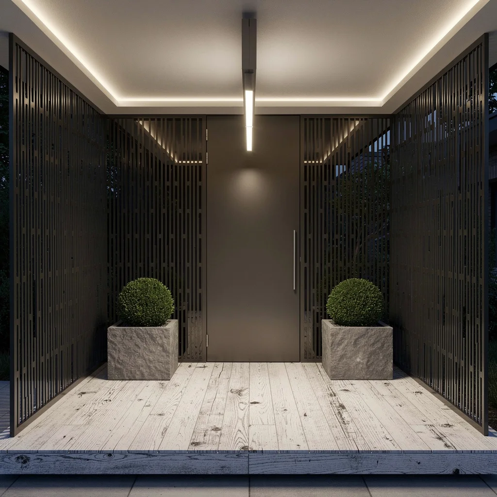 Distressed Oak and Drama Fins: Ultra-Modern Porch Power