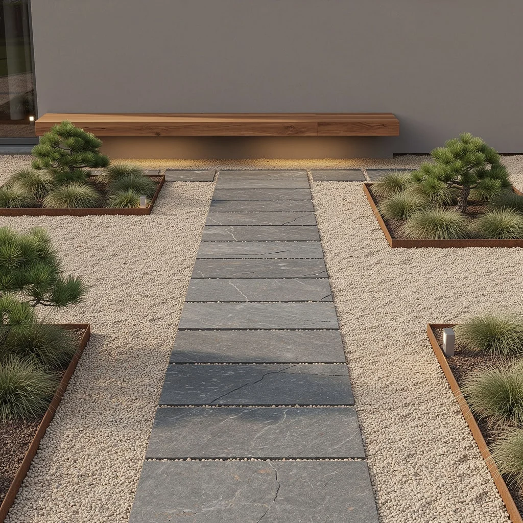 Bring the Zen: Char Basalt Paths and Faux-Random Pine Clusters