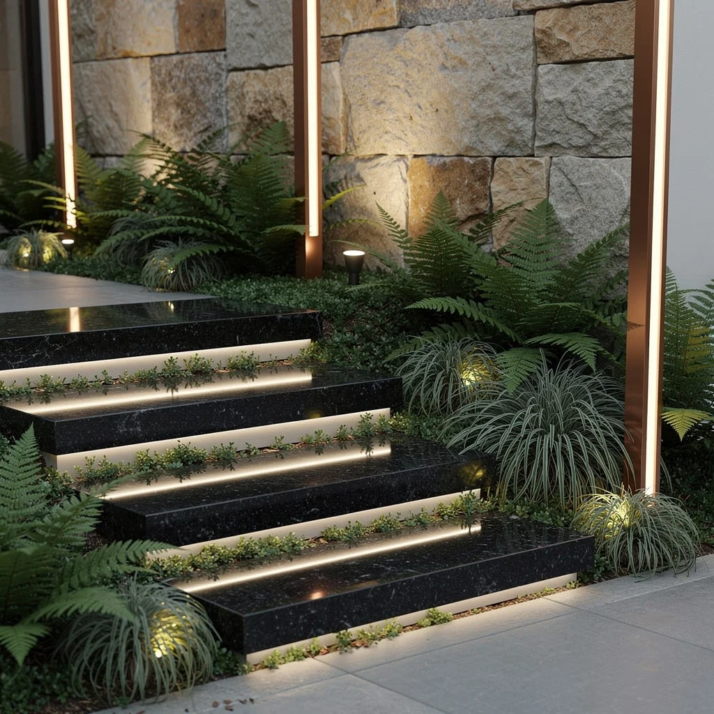 Black Granite Steps: Floating Entry Goals