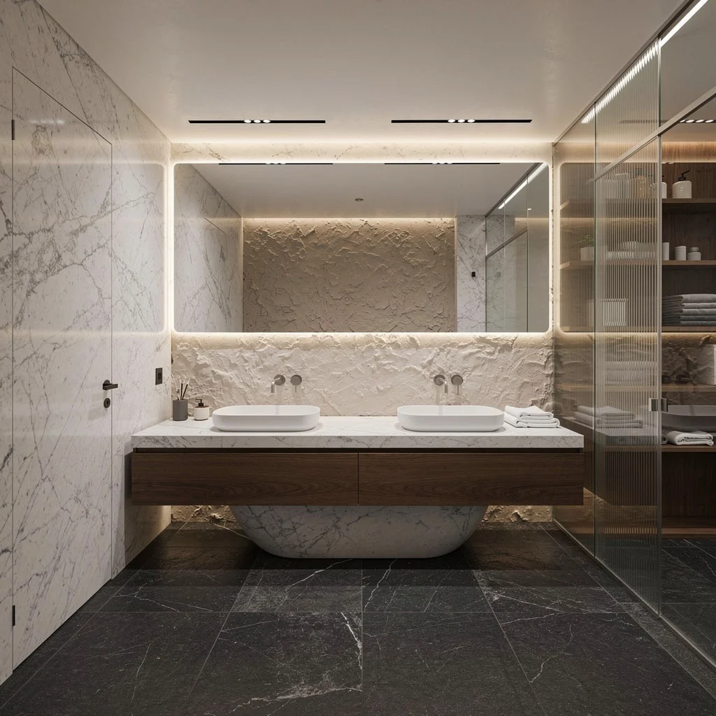 Calacatta Marble Dreams: Honed, Backlit, and Plaster, Oh My