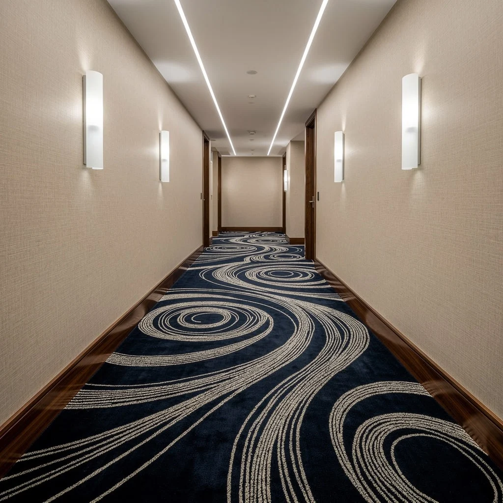 Midnight Maven: Swirl Motifs and Navy Carpet—Welcome to Glamville