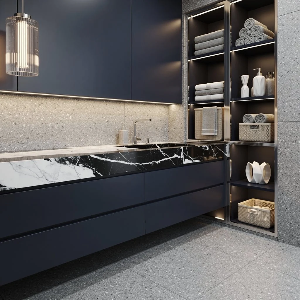 Navy Lacquer Nation: Handleless Modern Storage