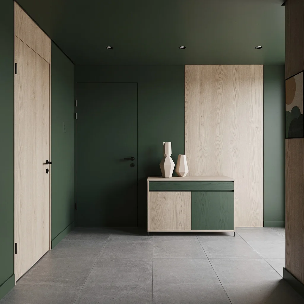 Forest Green & Ash Wood: Minimalist Earthy Richness