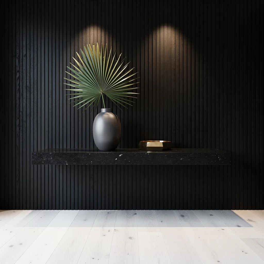 Black Granite & Charcoal Wood: Minimal Luxe = Maximum Impact