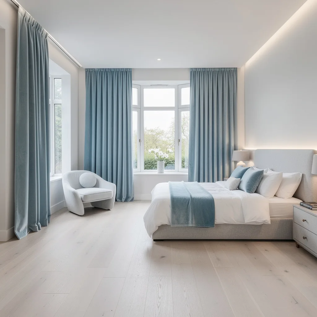 Box-Pleat Powder Blue Velvet: Where Regal Meets Chill